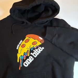 Awful Cloth Pizza One Bite Barstool Hoodie Black Men's Size Large Pullover